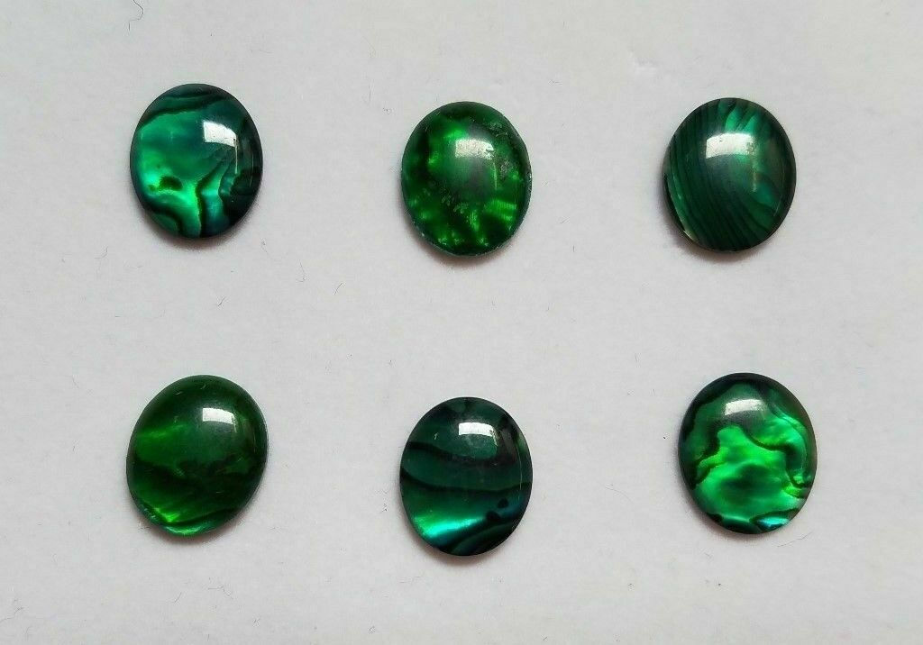 6pcs 13x18mm Natural Paua Shell Green Calibrated Oval Cabochon Gemstones Jewelry