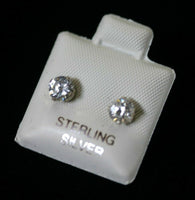2pcs 5mm CZ Cubic Zirconia Round Sterling Silver Stud Earrings Stones Post