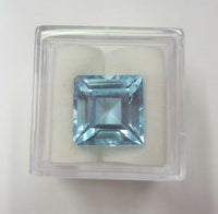 11ct 12mm Faceted Square Natural Sky Blue Topaz Loose Gemstone FREE Gem Jar