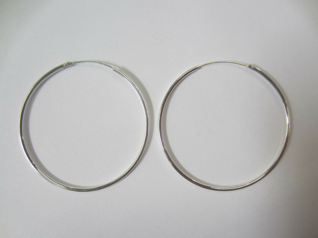 40mm x 1.2mm Solid .925 Sterling Silver Endless Hoop Earrings Thin Round
