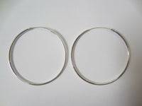 40mm x 1.2mm Solid .925 Sterling Silver Endless Hoop Earrings Thin Round