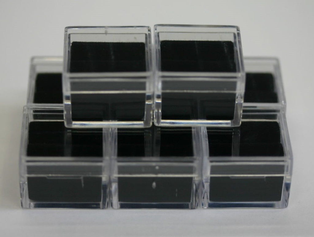 25pcs Acrylic Square Gem Jars Box Gemstones Black Foam 1" x 1" Storage Display