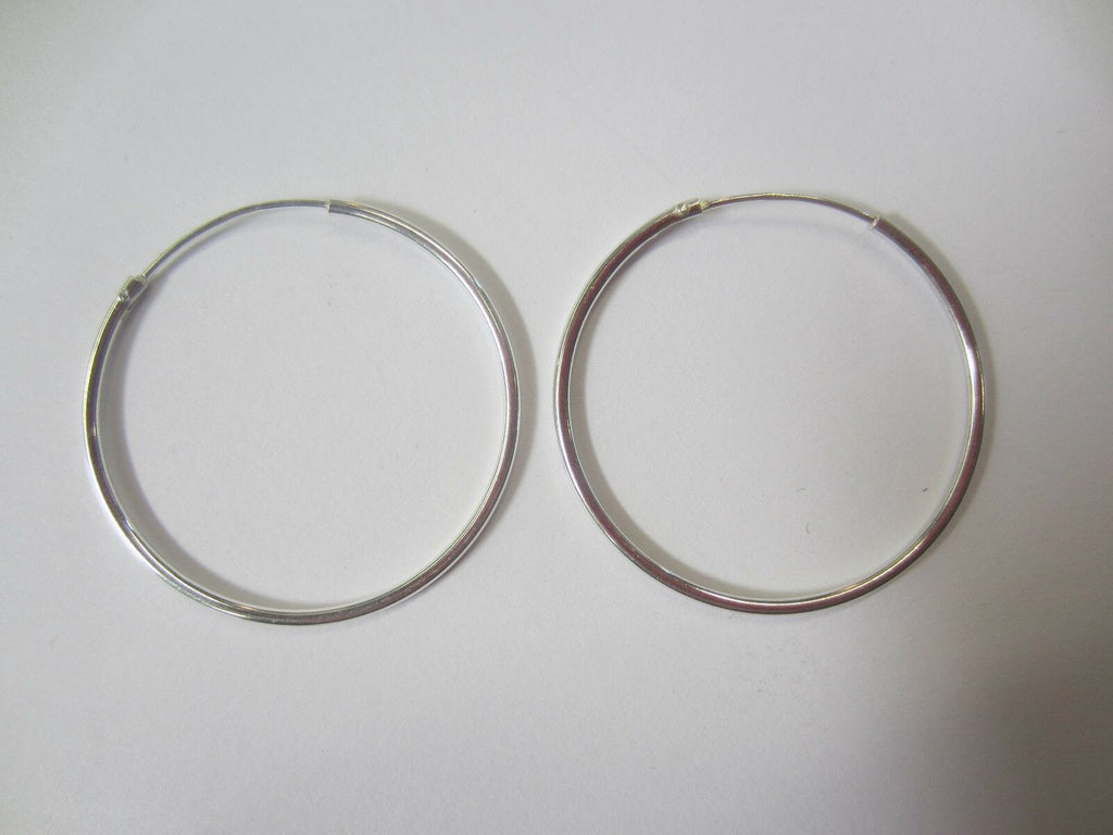 30mm x 1.2mm Solid .925 Sterling Silver Endless Hoop Earrings Thin Round