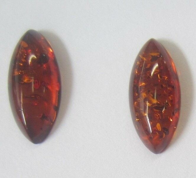 2pcs Natural Amber Marquise Cabochon High Quality Gemstones 8x17mm Earrings Ring