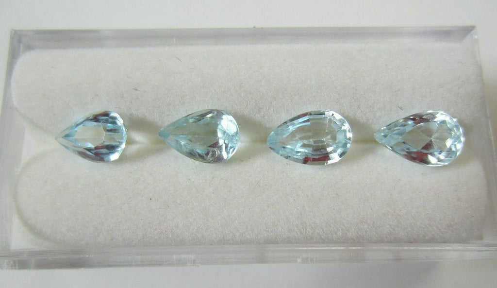 2pcs Natural Sky Blue Topaz Pear Cut Faceted Gemstones 5x8mm 6x9mm Jewelry