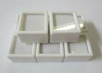 12 Glass top Square Gem Jars Box White Gemstones Coin White/Black Foam 1 1/16"
