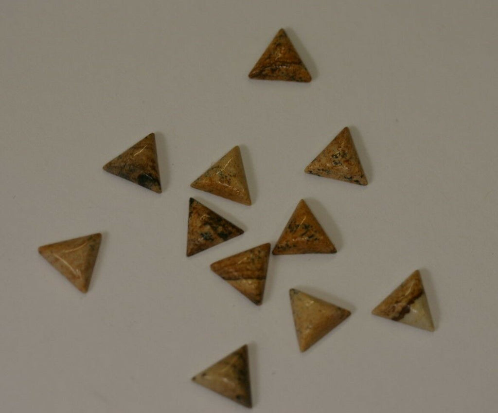 Lot of 6 Picture Jasper Triangle flat back Cabochon High Quality 10mm
