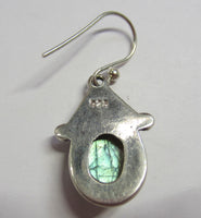 Solid 925 Sterling Silver Natural Oval Labradorite Dangling Earring Jewelry