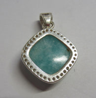Solid 925 Sterling Silver Pendant Faceted Larimar and CZ Gemstones Pendant