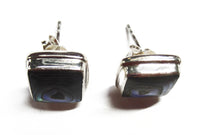 Solid 925 Sterling Silver Natural Square Paua Shell Abalone Earring Jewelry