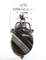 Solid 925 Sterling Silver Pendant with Botswana Agate Cabochons Jewelry Gemstone