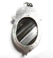 Solid 925 Sterling Silver Pendant with Botswana Agate Cabochons Jewelry Gemstone