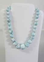 20" High Quality Larimar Round Bead Necklace Jewelry Sterling Silver 12mm 23mm