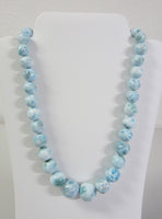 20" High Quality Larimar Round Bead Necklace Jewelry Sterling Silver 10mm 20mm