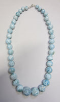 20" High Quality Larimar Round Bead Necklace Jewelry Sterling Silver 10mm 20mm