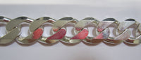9" 14.5mm Extra Large Solid .925 Sterling Silver 6 Sided Curb Chain Bracelet Jewelry Made in Italy 83315