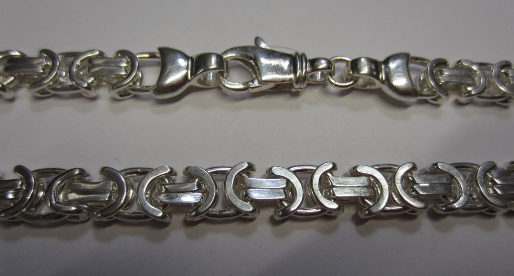 8" 8mm Large Solid .925 Sterling Silver Flat Byzantine Chain Bracelet Jewelry Made in Italy 81880