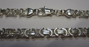 8" 8mm Large Solid .925 Sterling Silver Flat Byzantine Chain Bracelet Jewelry Made in Italy 81880
