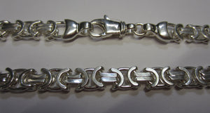 9" 8mm Large Solid .925 Sterling Silver Flat Byzantine Chain Bracelet Jewelry Made in Italy 81880