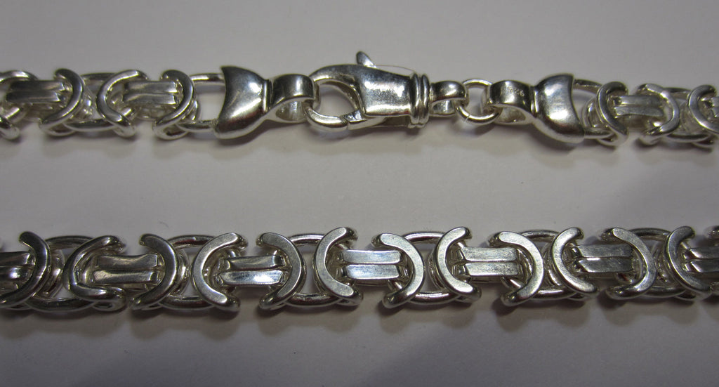18" 8mm Large Solid .925 Sterling Silver Flat Byzantine Chain Necklace Jewelry Made in Italy 81880
