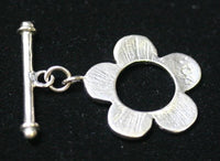 22mm Solid 925 Sterling Silver Ring Bar Toggle Clasp with Flower Design