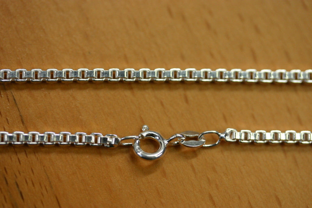 2.4mm Solid Sterling Silver Italian Made Box Chain Made in Italy 16" Stamped 925