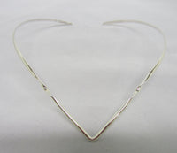 Solid 925 Sterling Silver Choker Collar Wire Necklace V Shape Small Twist Style