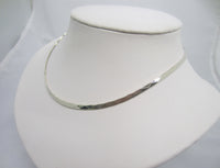 3mm Oval Shape Hammered Style Solid 925 Sterling Silver Choker Collar Wire Necklace