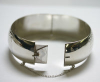 25mm Sterling Silver Handmade Diamond Cut Bangle Bracelet 8"
