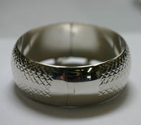 25mm Sterling Silver Handmade Diamond Cut Bangle Bracelet 8"