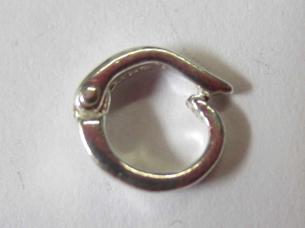 2pcs 6.5mm x 7.5mm Solid .925 Sterling Silver Enhancer Charm Hinged Lock