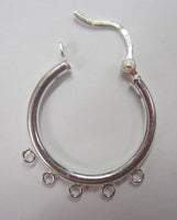 20mm 5 Rings Hoop Earrings Solid 925 Sterling Silver Hinged Chandelier Hoop Earrings Findings