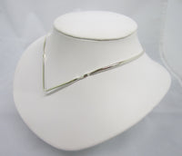 Solid 925 Sterling Silver Choker Collar Wire Necklace V Shape Small Twist Style