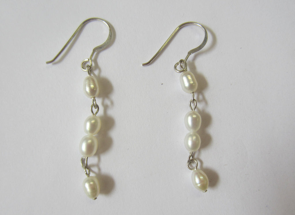 2pairs Sterling Silver Dangling Earrings with Natural Pearls Jewelry Earring