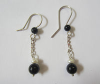 4pairs Variety Mix Sterling Silver Dangling Earrings with Natural Stones Amethyst Black Onyx Pearls Jewelry Earring US SELLER