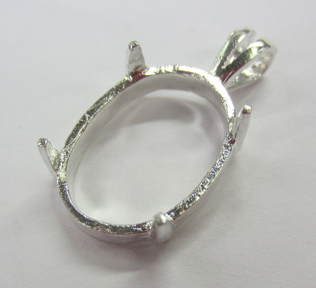 1pc 12x16mm Solid Sterling Silver Prenotched Cabochon Gemstones Pendant Mounting