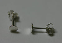 1 pair 4mm Sterling Silver Solid 925 Flat Pad Post Stud Earrings with Ear nuts