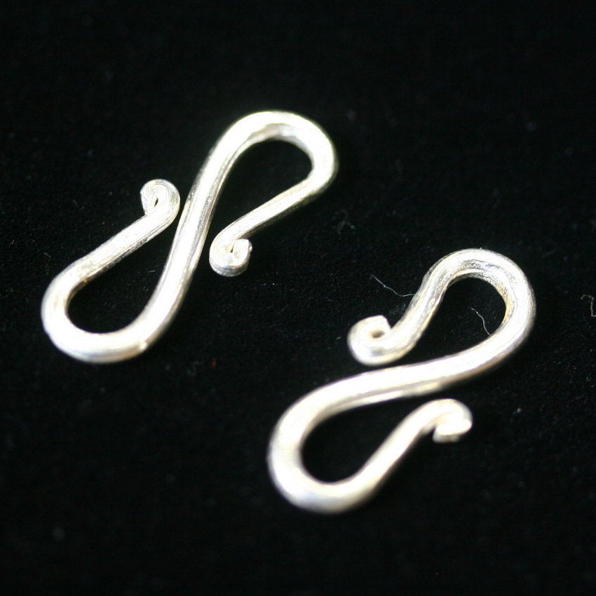 1pc 23.5mm Sterling Silver Solid 925 Casted Handmade S Hook Finding Clasp Large