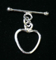 15mm Solid 925 Sterling Silver Ring Bar Heart Shape Toggle Clasp Necklace Bracelet Jewelry