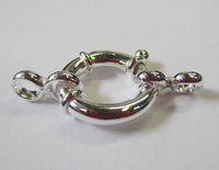 2pcs 16mm Solid .925 Sterling Silver Spring Ring Clasp with Connector Big Large