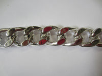 Large 23mm Sterling Silver Electroformed Diamond Cut Curb Bracelet 8" Long