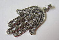 43mm Solid Sterling Silver Handmade Hand of God Hamsa Pendant US SELLER