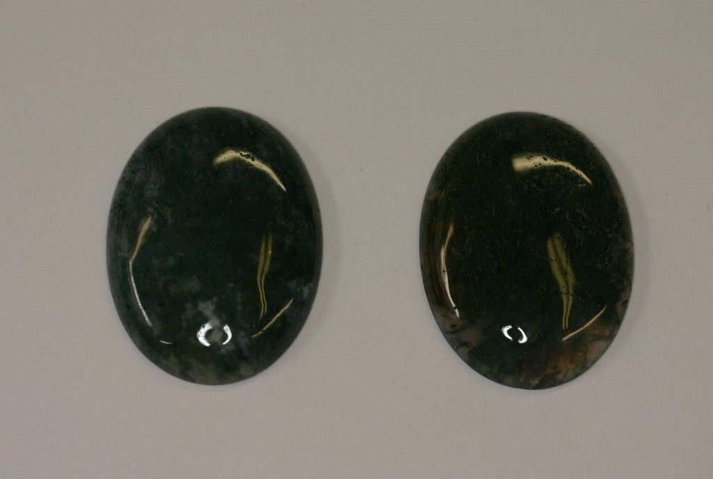 Lot of 2 Moss Agate Oval Cabochon High Quality 12x16mm 13x18mm 15x20mm Gemstones