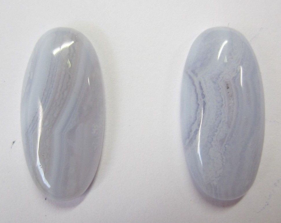 12x25mm 25x12mm Natural Blue Lace Agate Long Oval Cabochon High Quality Gemstones US SELLER