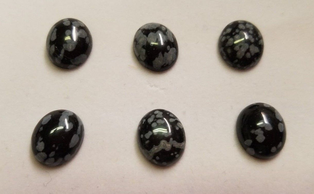6pcs Natural Snowflake Obsidian Oval Cabochon High Quality 10x12 10x14 12x16 13x18mm Gemstones Jewelry