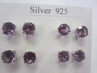 8mm Round Natural Amethyst Gemstones in Solid 925 Sterling Silver Earrings FREE Red Velvet Box