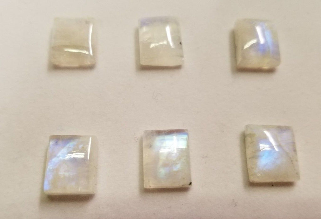 Natural Rainbow Moonstone Rectangle Calibrated Cabochon High Quality 6x8mm 7x9mm 9x11mm 10x12mm Gemstones