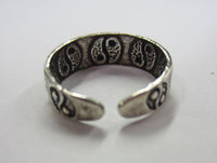 Sterling Silver Adjustable Toe Ring Ying Yang Symbol Solid 925 Oxidized Jewelry US Seller