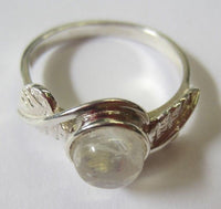 Solid 925 Sterling Silver Ring with 8mm Rainbow Moonstone Gemstone Ring Size 8.5 US SELLER