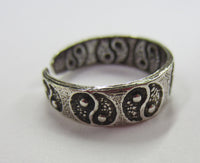Sterling Silver Adjustable Toe Ring Ying Yang Symbol Solid 925 Oxidized Jewelry US Seller